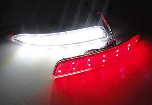 2x LED Bumper Reflector Clear lens Tail Brake Light Red Backup Lamp White BMW X5 E70