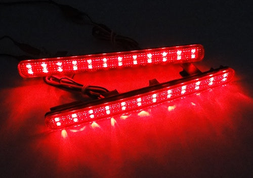 2x LED Bumper Reflector Assembly Black Smoked lens Tail Brake Light Red Acura TSX Euro Accord MKVIII