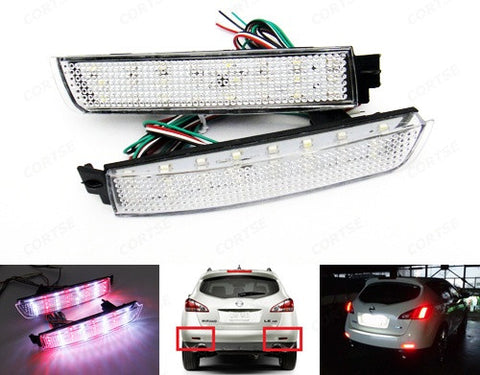 2x LED Bumper Reflector Clear lens Tail Brake Light Backup lamp Nissan Juke Murano Quest FX35 FX50