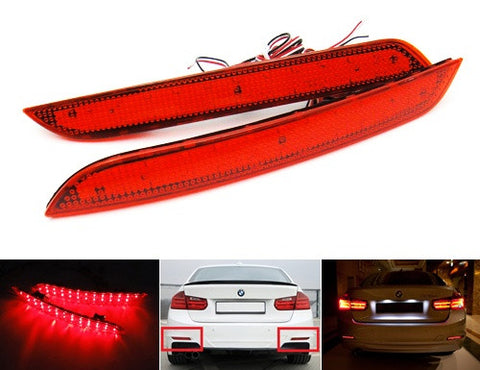 2x LED Bumper Reflector Red lens Tail Brake Light lamp Red 2012+ BMW 3-series F30 F31 F35