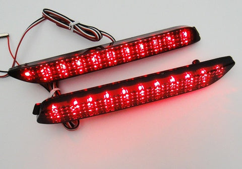 2x LED Bumper Reflector Black Smoked lens Tail Brake Light Red For Toyota / Lexus