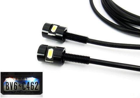 2 pieces of Bolt-On black Screw SMD LED License Plate Light Lamp white