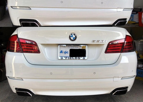 2x LED Bumper Reflector Clear lens Tail Brake Light Red Backup lamp White 2010+ BMW 5-series F10 F18