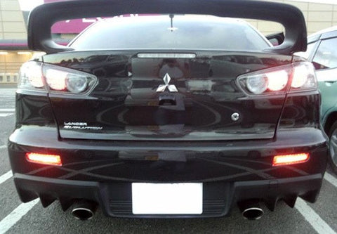 2x LED Bumper Reflector Red lens Tail Brake Light lamp Red 2008+ Mitsubishi Lancer EVO X