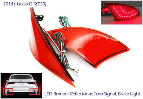 2x LED Bumper Reflector Red lens Tail Brake Light lamp Red XE30 2013+ Lexus IS 250 350