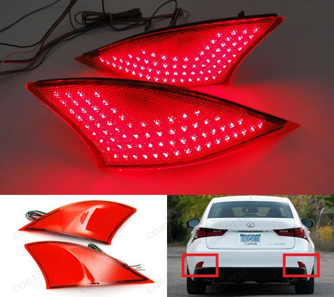 2x LED Bumper Reflector Red lens Tail Brake Light lamp Red XE30 2013+ Lexus IS 250 350