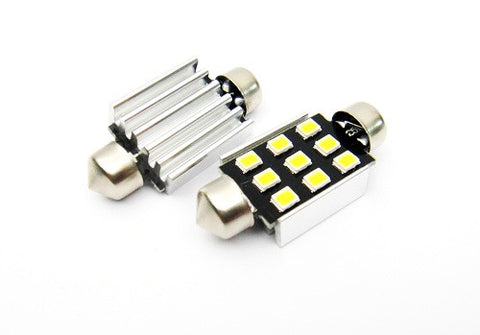 2x SAMSUNG 9 High Power 2835 SMD LED 37mm C5W 6418 Error Free Festoon bulb white