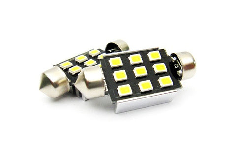 2x SAMSUNG 9 High Power 2835 SMD LED 37mm C5W 6418 Error Free Festoon bulb white