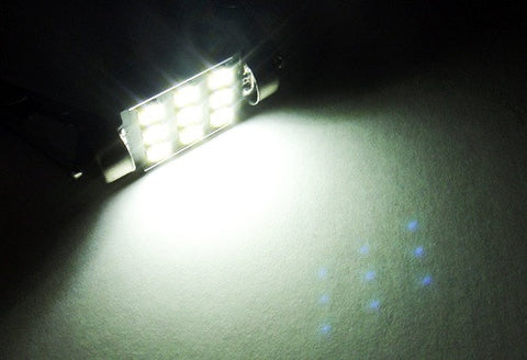 2x SAMSUNG 9 High Power 2835 SMD LED 37mm C5W 6418 Error Free Festoon bulb white