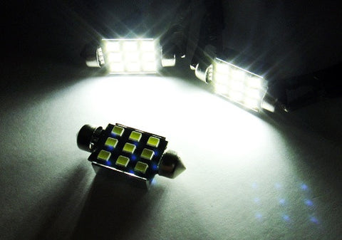 2x SAMSUNG 9 High Power 2835 SMD LED 37mm C5W 6418 Error Free Festoon bulb white