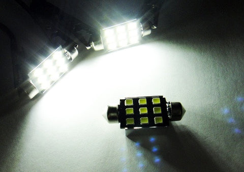 2x SAMSUNG 9 High Power 2835 SMD LED 37mm C5W 6418 Error Free Festoon bulb white