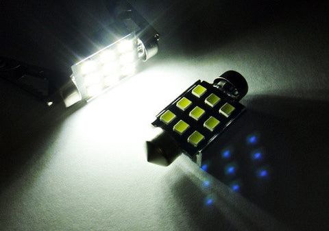 2x SAMSUNG 9 High Power 2835 SMD LED 37mm C5W 6418 Error Free Festoon bulb white