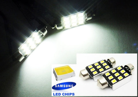 2x SAMSUNG 9 High Power 2835 SMD LED 37mm C5W 6418 Error Free Festoon bulb white