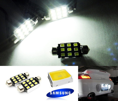 2x SAMSUNG 9 High Power 2835 SMD LED 37mm C5W 6418 Error Free Festoon bulb white