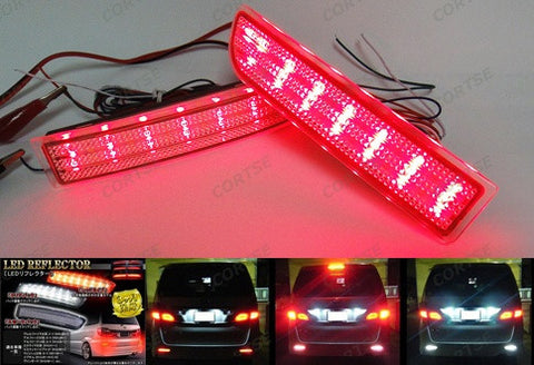 2x LED Bumper Reflector Red lens Tail Brake Light Red Backup lamp White Alphard Estima