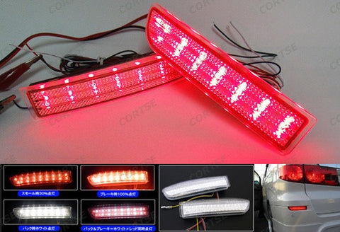 2x LED Bumper Reflector Red lens Tail Brake Light Red Backup lamp White Alphard Estima