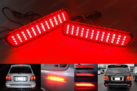 2x LED Bumper Reflector Red lens Tail Brake Light lamp Red 98-07 LX470 Land Cruiser