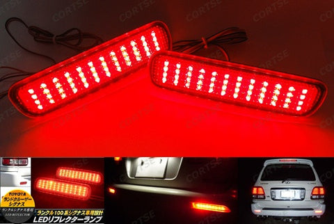 2x LED Bumper Reflector Red lens Tail Brake Light lamp Red 98-07 LX470 Land Cruiser
