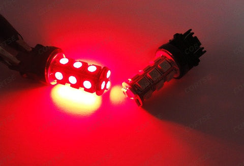 2 pieces of 18 High Power SMD LED 3156 P27W 3157 3057 P27/7W Light bulb red