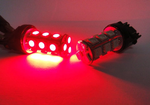 2 pieces of 18 High Power SMD LED 3156 P27W 3157 3057 P27/7W Light bulb red