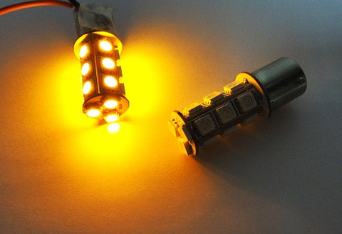 2 pieces of 18 High Power SMD LED 382 (P21W) 1156 7506 BA15s Light bulb amber