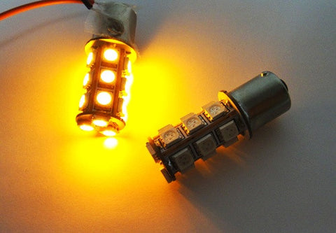 2 pieces of 18 High Power SMD LED 382 (P21W) 1156 7506 BA15s Light bulb amber