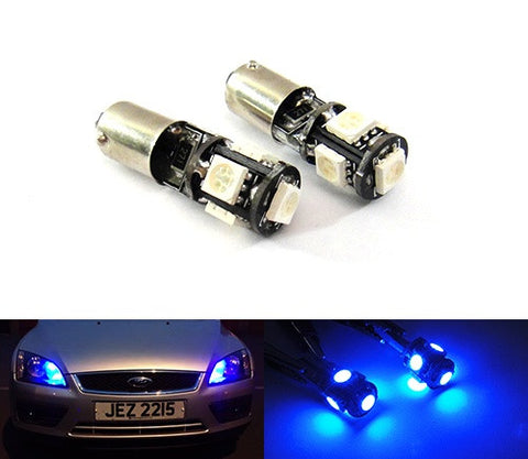 2 pieces of 5 High Power SMD LED No Error 233 BA9s T4W light bulb Blue