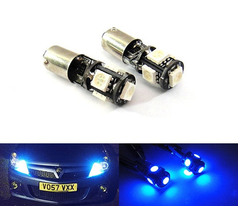 2 pieces of 5 High Power SMD LED No Error 233 BA9s T4W light bulb Blue