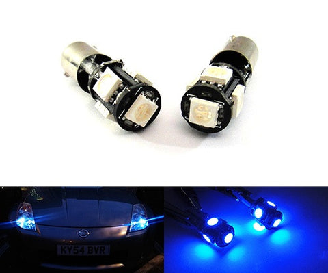 2 pieces of 5 High Power SMD LED No Error 233 BA9s T4W light bulb Blue