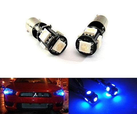 2 pieces of 5 High Power SMD LED No Error 233 BA9s T4W light bulb Blue