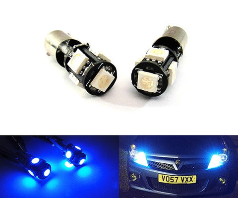 2 pieces of 5 High Power SMD LED No Error 233 BA9s T4W light bulb Blue