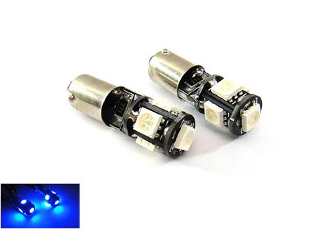 2 pieces of 5 High Power SMD LED No Error 233 BA9s T4W light bulb Blue