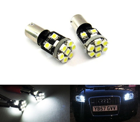 2 pieces of 13 SMD LED 360° BA9s 233 T4W Light bulb white