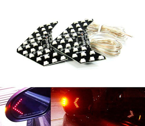 2 pieces of 27 SMD LED Side Mirror Sequential Turn Signal Arrow Panel Light Red