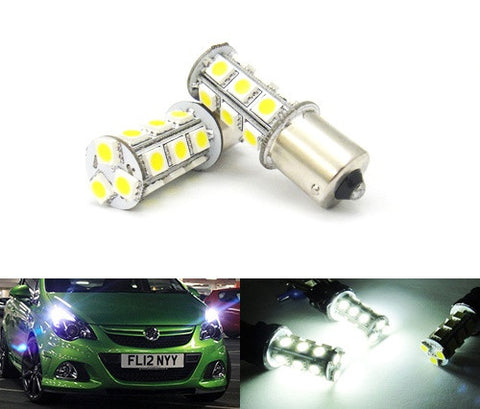 2 pieces of 18 High Power SMD LED PY21W 581 BAU15s Light bulb white