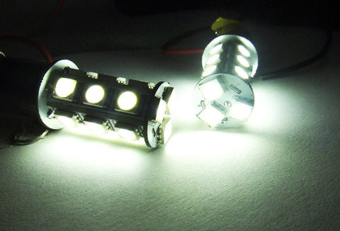 2 pieces of 18 High Power SMD LED PY21W 581 BAU15s Light bulb white