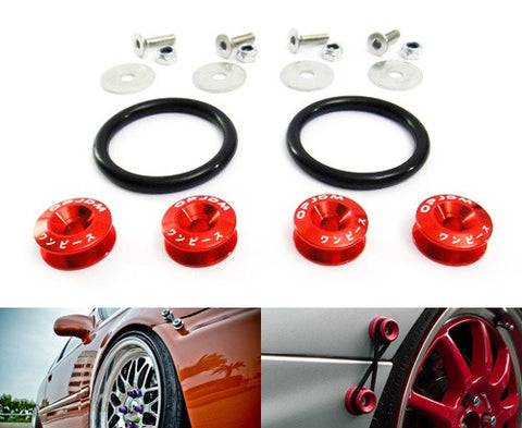 Quick Release Bumper Fender Trunk / Hatch Lid Fastener kit red