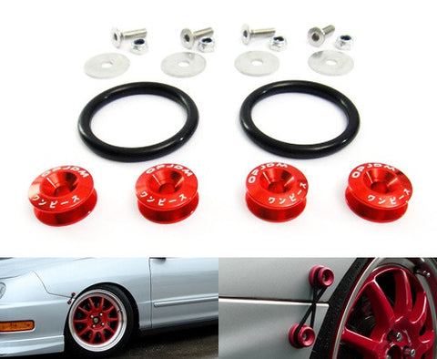 Quick Release Bumper Fender Trunk / Hatch Lid Fastener kit red