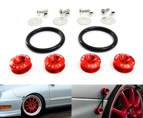 Quick Release Bumper Fender Trunk / Hatch Lid Fastener kit red