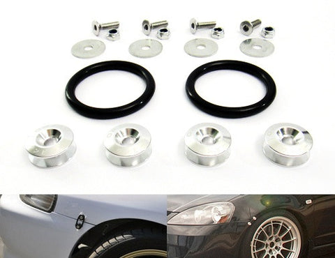 Quick Release Bumper Fender Trunk / Hatch Lid Fastener kit silver