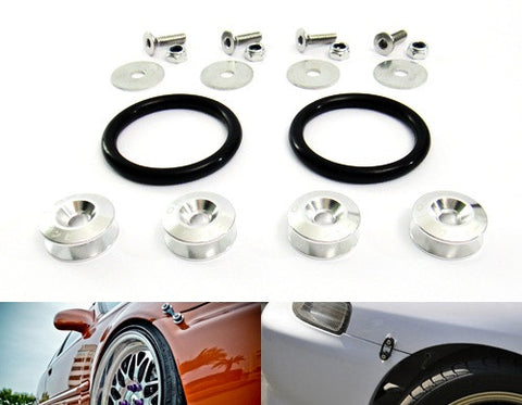 Quick Release Bumper Fender Trunk / Hatch Lid Fastener kit silver