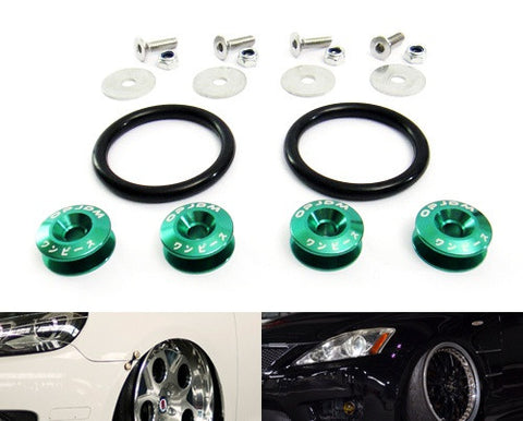 Quick Release Bumper Fender Trunk / Hatch Lid Fastener kit green