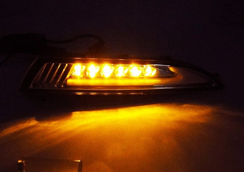 LED Daytime Running Light Sidelight White Amber Turn Signal Indicator Kit Clear 08-14 VW Scirocco
