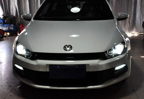 LED Daytime Running Light Sidelight White Amber Turn Signal Indicator Kit Clear 08-14 VW Scirocco