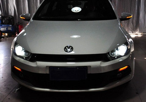 LED Daytime Running Light Sidelight White Amber Turn Signal Indicator Kit Clear 08-14 VW Scirocco