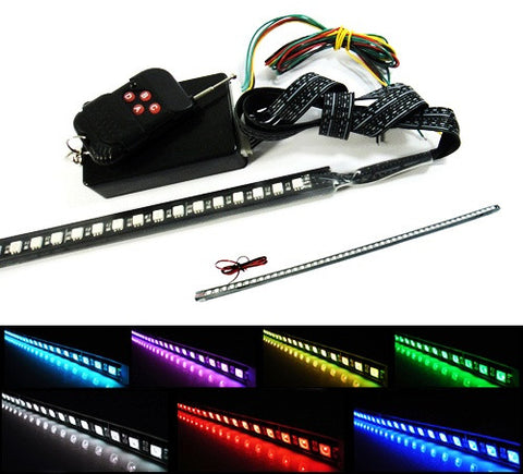 Universal 7-Color 48 SMD RGB LED Scanner Light Glowing Knight Rider kit Black Remote