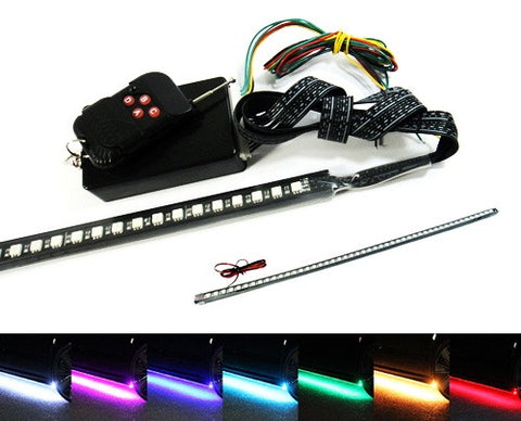 Universal 7-Color 48 SMD RGB LED Scanner Light Glowing Knight Rider kit Black Remote