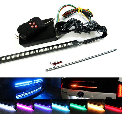 Universal 7-Color 48 SMD RGB LED Scanner Light Glowing Knight Rider kit Black Remote