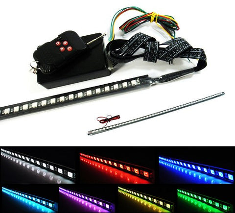 Universal 7-Color 48 SMD RGB LED Scanner Light Glowing Knight Rider kit Black Remote