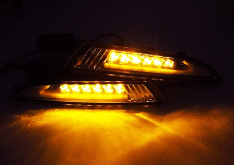 LED Daytime Running Light Sidelight White Amber Turn Signal Indicator Kit Smoked 08-14 VW Scirocco